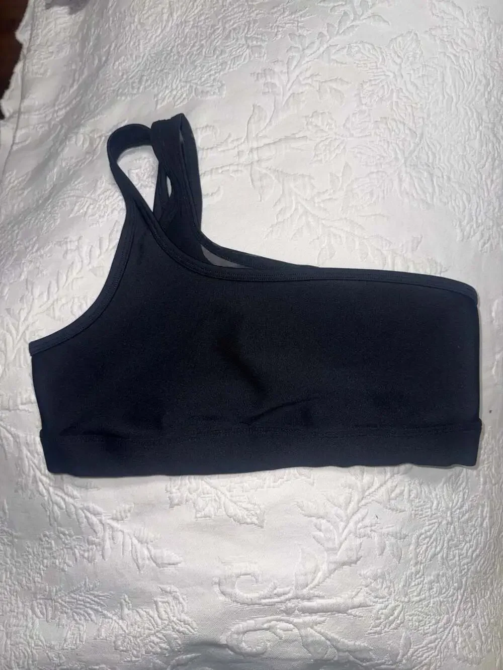 Alo Yoga Black One Shoulder Asymmetrical Sports Bra